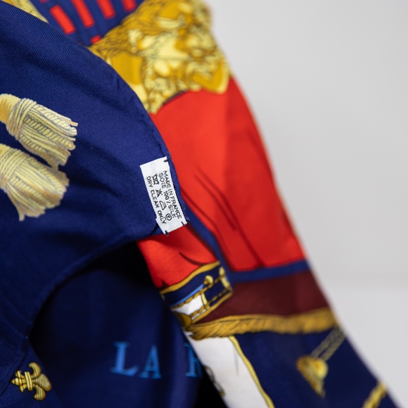 Hermes La Reale La Galere Silk Chiffon Print Pattern Square Scarf Shawl Blue Red - Picture 5 of 6